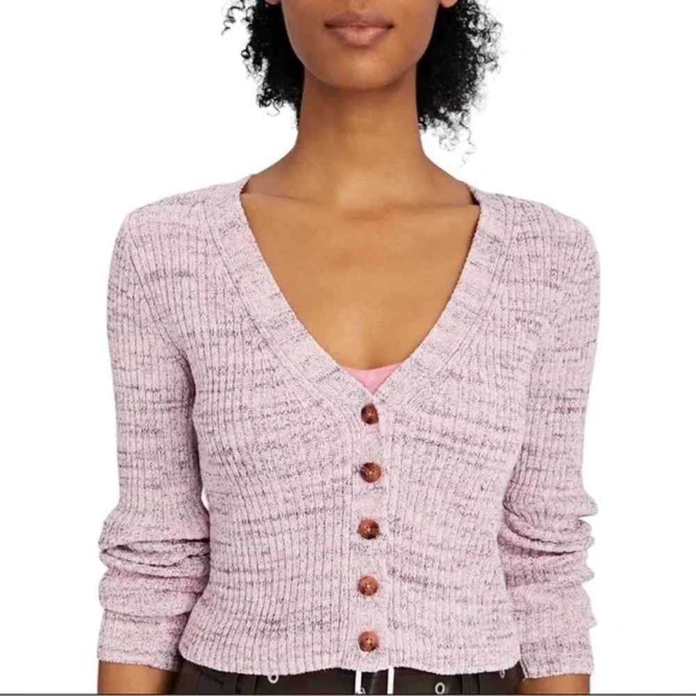 INTERMIX Light Pink Ribbed Cardigan